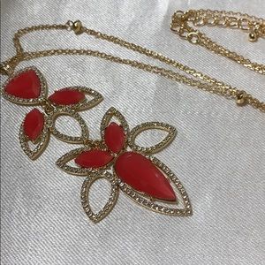 New INC red long pendant necklace